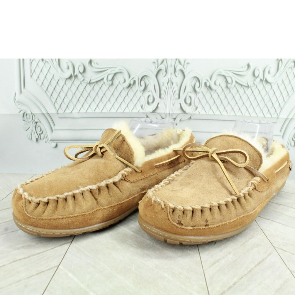 *LL Bean Brown Suede Wicked Good Shearling Moccasin Slippers 12.5 Inches - Picture 9 of 9